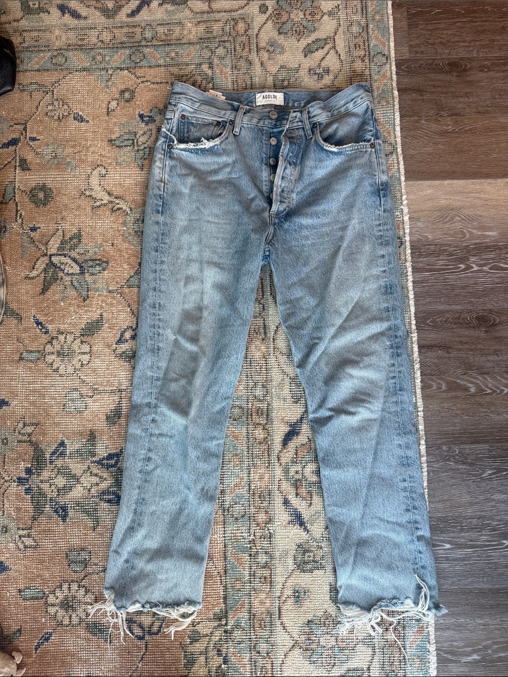 Agolde Washed Light Blue Straight Leg Jeans